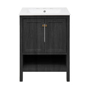 Freestanding Bathroom Vanity, Chateau, 24 in with Sink Top in Black Oak