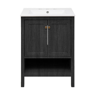 Freestanding Bathroom Vanity, Chateau, 24 in with Sink Top in Black Oak