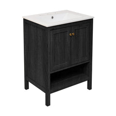 Freestanding Bathroom Vanity, Chateau, 24 in with Sink Top in Black Oak