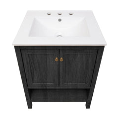 Freestanding Bathroom Vanity, Chateau, 24 in with Sink Top in Black Oak