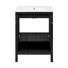 Freestanding Bathroom Vanity, Chateau, 24 in with Sink Top in Black Oak