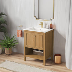 Freestanding Bathroom Vanity, Chateau, 24 in with Sink Top in Golden Oak