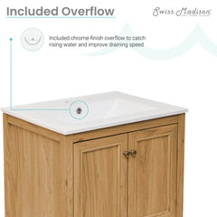 Freestanding Bathroom Vanity, Chateau, 24 in with Sink Top in Golden Oak