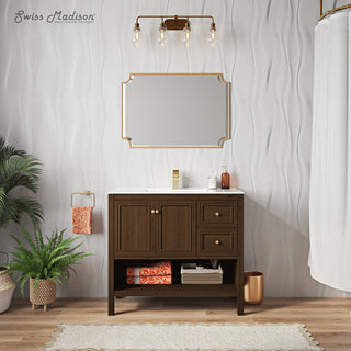 Freestanding Bathroom Vanity, Chateau, 36 in with Sink Top in Brown Oak
