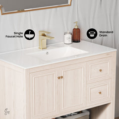 Freestanding Bathroom Vanity, Chateau, 36 in with Sink Top in White Oak