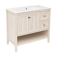 Freestanding Bathroom Vanity, Chateau, 36 in with Sink Top in White Oak