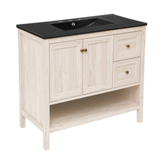Freestanding Bathroom Vanity, Chateau, 36 Inch with 3-Hole Sink in White Oak