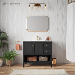 Freestanding Bathroom Vanity, Chateau, 36 Inch with Sink Top in Black Oak