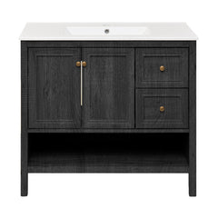 Freestanding Bathroom Vanity, Chateau, 36 Inch with Sink Top in Black Oak