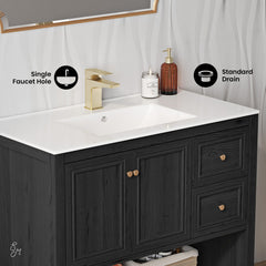 Freestanding Bathroom Vanity, Chateau, 36 Inch with Sink Top in Black Oak