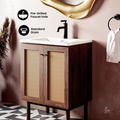 Freestanding Bathroom Vanity, Classe, 24 Inch, Drop-In Ceramic Sink Top