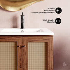 Freestanding Bathroom Vanity, Classe, 24 Inch, Drop-In Ceramic Sink Top