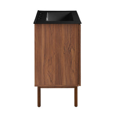 Freestanding Bathroom Vanity, Classe, 24-Inch with Black Sink Top in Brown Oak