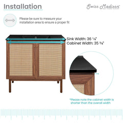 Freestanding Bathroom Vanity, Classe, 36 Inch with 3-Hole Sink Top in Brown Oak