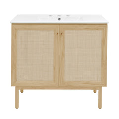 Freestanding Bathroom Vanity, Classe, Single Sink, MDF, 36 Inch, Natural Oak