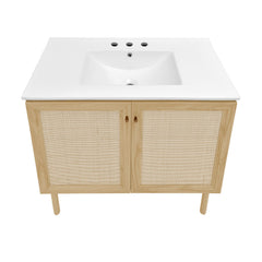 Freestanding Bathroom Vanity, Classe, Single Sink, MDF, 36 Inch, Natural Oak