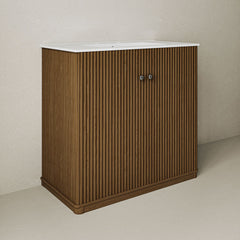 Freestanding Bathroom Vanity, Lafayette, 36 in with Ceramic Sink Top in Brown Oak