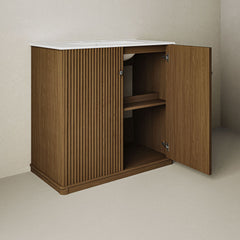 Freestanding Bathroom Vanity, Lafayette, 36 in with Ceramic Sink Top in Brown Oak