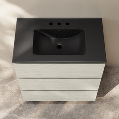Freestanding Bathroom Vanity, Liberte, 30 in with 3 Drawers in White Oak