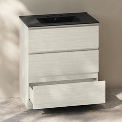 Freestanding Bathroom Vanity, Liberte, 30 in with 3 Drawers in White Oak