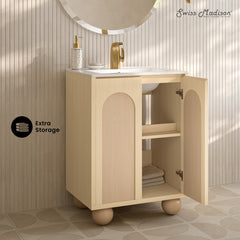Freestanding Bathroom Vanity, Plaisir II, 24 Inch, Single Sink, Ceramic Top, White