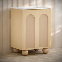 Freestanding Bathroom Vanity, Plaisir II, 24 Inch, Single Sink, Ceramic Top, White