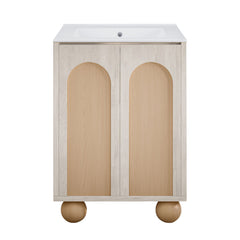 Freestanding Bathroom Vanity, Plaisir II, 24-Inch with 3-Hole Centerset Sink in White Oak