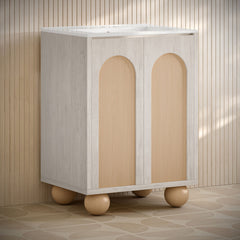 Freestanding Bathroom Vanity, Plaisir II, 24-Inch with 3-Hole Centerset Sink in White Oak
