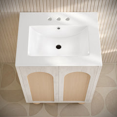 Freestanding Bathroom Vanity, Plaisir II, 24-Inch with 3-Hole Centerset Sink in White Oak