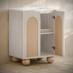Freestanding Bathroom Vanity, Plaisir II, 24-Inch with 3-Hole Centerset Sink in White Oak