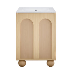 Freestanding Bathroom Vanity, Porte, 24 in with Ceramic Sink Top in Natural Oak