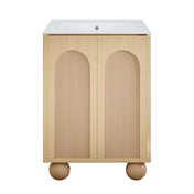 Freestanding Bathroom Vanity, Porte, 24 in with Ceramic Sink Top in Natural Oak