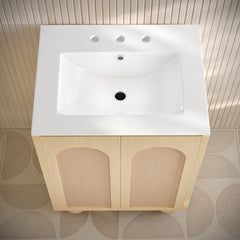 Freestanding Bathroom Vanity, Porte, 24 in with Ceramic Sink Top in Natural Oak