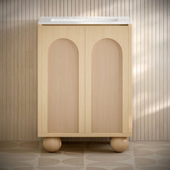 Freestanding Bathroom Vanity, Porte, 24 in with Ceramic Sink Top in Natural Oak