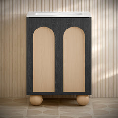 Freestanding Bathroom Vanity, Porte, 24 in with Sink Top in Black Oak