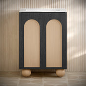 Freestanding Bathroom Vanity, Porte, 24 in with Sink Top in Black Oak