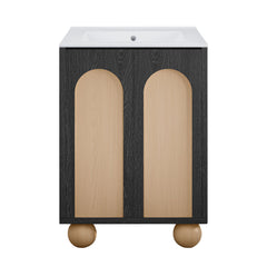 Freestanding Bathroom Vanity, Porte, 24 in with Sink Top in Black Oak