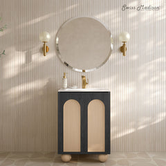 Freestanding Bathroom Vanity, Porte, 24 in with Sink Top in Black Oak