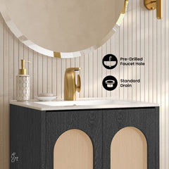 Freestanding Bathroom Vanity, Porte, 24 in with Sink Top in Black Oak