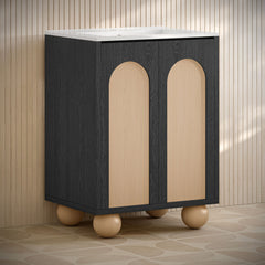 Freestanding Bathroom Vanity, Porte, 24 in with Sink Top in Black Oak