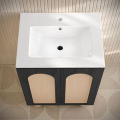 Freestanding Bathroom Vanity, Porte, 24 in with Sink Top in Black Oak