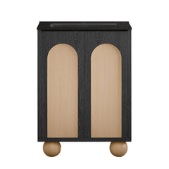 Freestanding Bathroom Vanity, Porte, 24 Inch with Black Sink Top in Black Oak