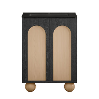 Freestanding Bathroom Vanity, Porte, 24 Inch with Black Sink Top in Black Oak