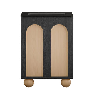 Freestanding Bathroom Vanity, Porte, 24-Inch with Ceramic Sink in Black Oak