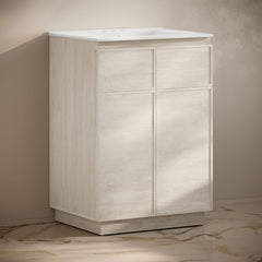 Freestanding Bathroom Vanity, St. Tropez, 24 in with 3-Hole Sink Top in White Oak