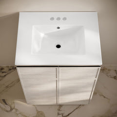 Freestanding Bathroom Vanity, St. Tropez, 24 in with 3-Hole Sink Top in White Oak