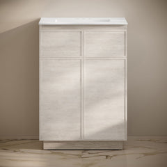 Freestanding Bathroom Vanity, St. Tropez, 24 in with 3-Hole Sink Top in White Oak