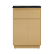 Freestanding Bathroom Vanity, St. Tropez, 24 in with Black Sink Top in Natural Oak