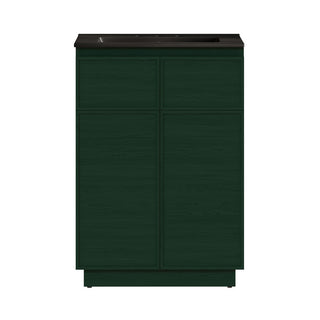 Freestanding Bathroom Vanity, St. Tropez, 24 In with Ceramic Sink Top in Green Oak