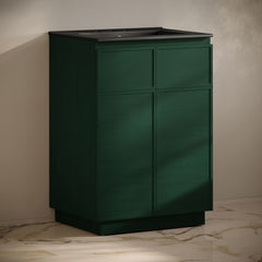 Freestanding Bathroom Vanity, St. Tropez, 24 In with Ceramic Sink Top in Green Oak